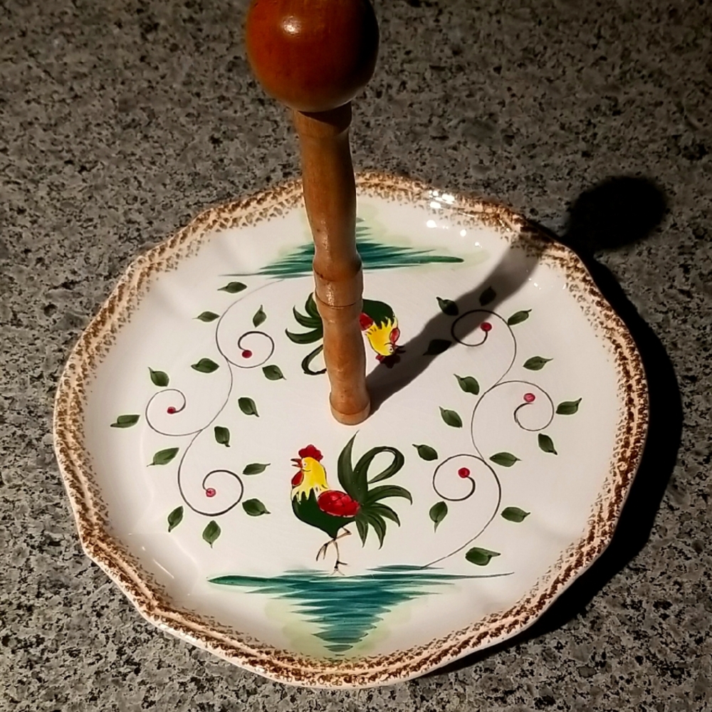 Vintage Rooster Ceramic Appetizer Plate